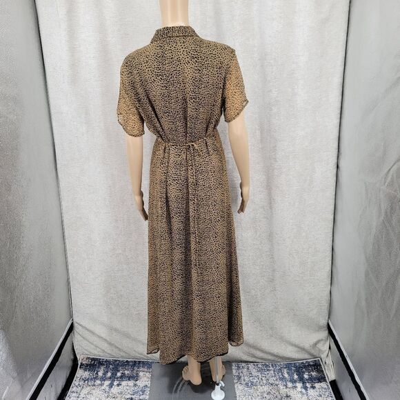 Robbie Bee Vintage Silk Leopard Print Long Sheer Shirt Dress - Picture 7 of 12
